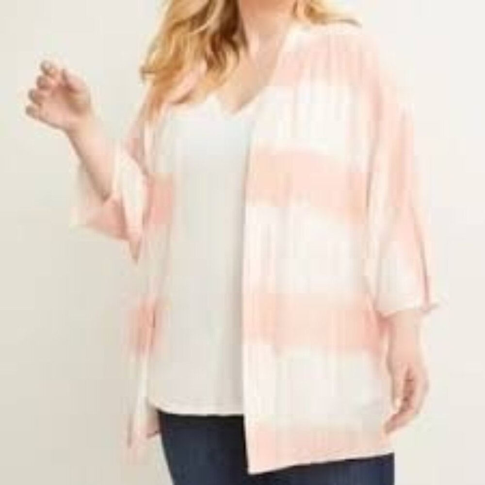 Lane Bryant Tie-Dye Open‎ Front Kimono Cardigan 18/20 Peach Lightweight Flowy